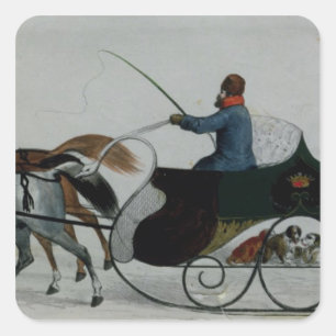 Sticker Carré Sleigh hippomobile