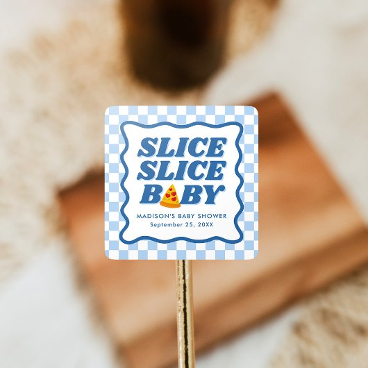 Sticker Carré Slice Slice Baby Pizza Baby Shower