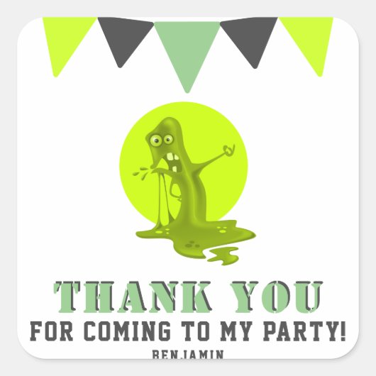 Sticker Carré Slime Monster Merci Anniversaire (Devant)