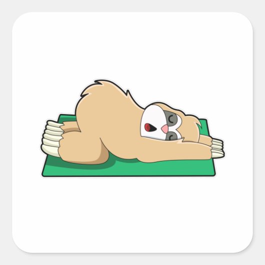 Sticker Carré Sloth au Yoga sur tapis de Yoga (Devant)