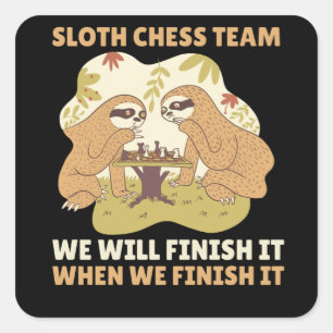 Sticker Carré Sloth Chess Team Slots Jouer à des échecs conforta