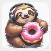 Sticker Carré Sloth & Donut Chill Mode (Devant)