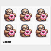 Sticker Carré Sloth & Donut Chill Mode (Feuille)