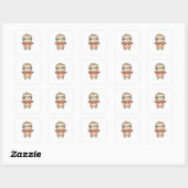 Sticker Carré Sloth For Valentine's Day Cute Animals With Hearts (Feuille)