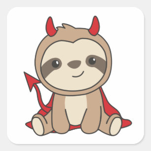 Sticker Carré Sloth Halloween Cute Devil Witch Costume Carré St