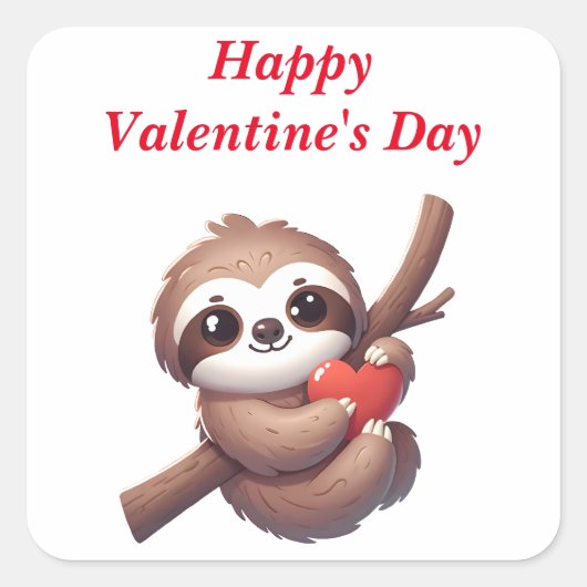 Sticker Carré Sloth Holding a Heart Blank Valentine's Day (Devant)