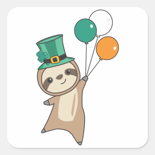 Sticker Carré Sloth Ireland Saint Patrick's Day Balloons (Devant)