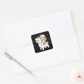 Sticker Carré Sloth Lama Noël Neige hiver Animaux Carré St (Enveloppe)