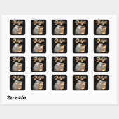 Sticker Carré Sloth Lazy Sloths Sloffee Sleeping Funny Idée cade (Feuille)