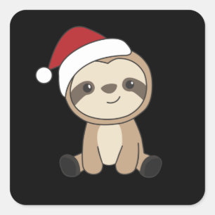 Sticker Carré Sloth Noël Neige Hiver Animaux Fentes Carré