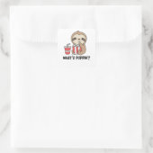 Sticker Carré Sloth Popcorn Whats Poppin Funny Sloths (Sac)