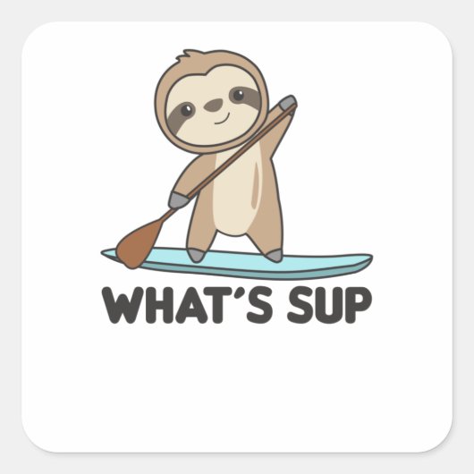 Sticker Carré Sloth Whats SUP Team Paddling Funny Sloths (Devant)