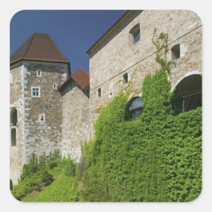 Sticker Carré SLOVÉNIE, Ljubljana : colline du château / Ljublja