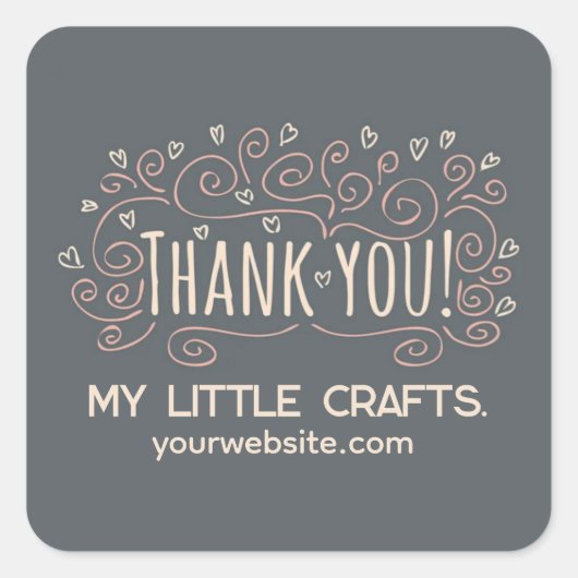 Sticker Carré Small business thank you script typography (Devant)