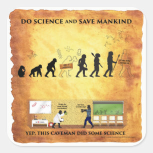 Sticker Carré Smart Caveman : faire la science et sauver l'human
