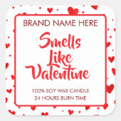 Sticker Carré Smells Like Valentine Custom Candle Labels  (Devant)