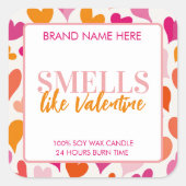Sticker Carré Smells Like Valentine Pink Candle Label  (Devant)