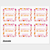 Sticker Carré Smells Like Valentine Pink Candle Label  (Feuille)