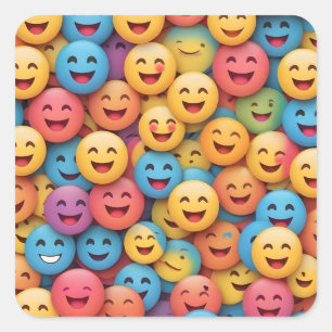 Sticker Carré Smile coloré Emoji