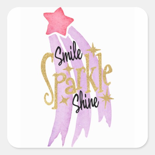 Sticker Carré Smile Sparkle Shine Star Word Art (Devant)