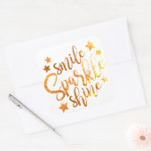 Sticker Carré Smile Sparkle Shine White Gold Parties scintillant (Enveloppe)