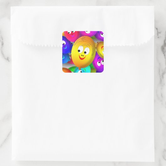 Sticker Carré Smiley Faces Balloons Pattern-64171 (Sac)