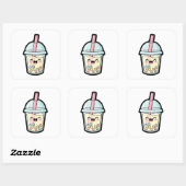 Sticker Carré Smiling Cupcake – Cute Kawaii Illustration (Feuille)