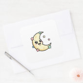 Sticker Carré Smiling Moon – Cute Kawaii Illustration (Enveloppe)