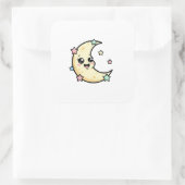 Sticker Carré Smiling Moon – Cute Kawaii Illustration (Sac)