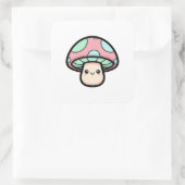 Sticker Carré Smiling Mushroom – Cute Kawaii Illustration (Sac)
