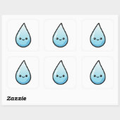 Sticker Carré Smiling Raindrop – Cute Kawaii Illustration (Feuille)