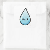 Sticker Carré Smiling Raindrop – Cute Kawaii Illustration (Sac)
