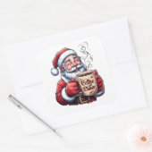 Sticker Carré Smiling Santa Coffee Claus Steaming Mug (Enveloppe)
