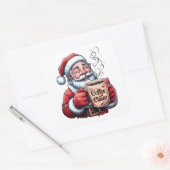 Sticker Carré Smiling Santa Drinking Coffee Claus (Enveloppe)