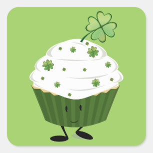 Sticker Carré Smiling St. Patrick's day cupcake