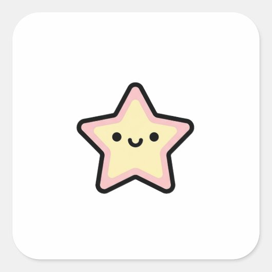 Sticker Carré Smiling Star – Cute Kawaii Illustration (Devant)