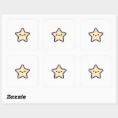 Sticker Carré Smiling Star – Cute Kawaii Illustration (Feuille)