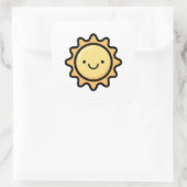 Sticker Carré Smiling Sun – Cute Kawaii Illustration (Sac)