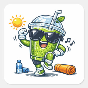 Sticker Carré Smoothie d'aérobic