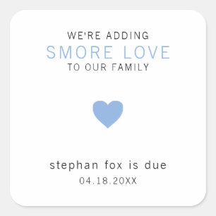 Sticker Carré Smore Love Modern Blue Heart Baby shower garçon F