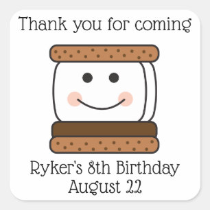 Sticker Carré Smores Camping Anniversaire Fête Favoriser