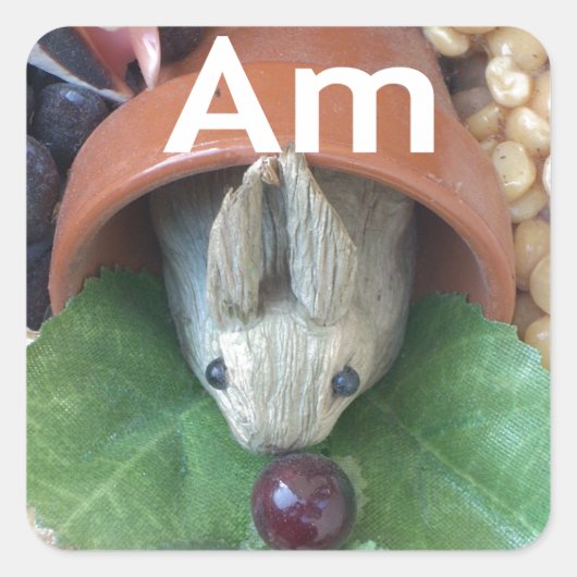 Sticker Carré Snacking de lapin mignon (Devant)