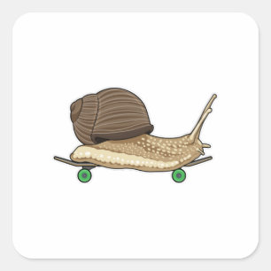 Sticker Carré Snail as Skateboard avec Skateboard