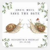 Sticker Carré Snail Mail Save the Date | Watercolor Wedding (Devant)