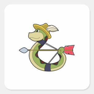 Sticker Carré Snake as Archer with Bow & Arrow