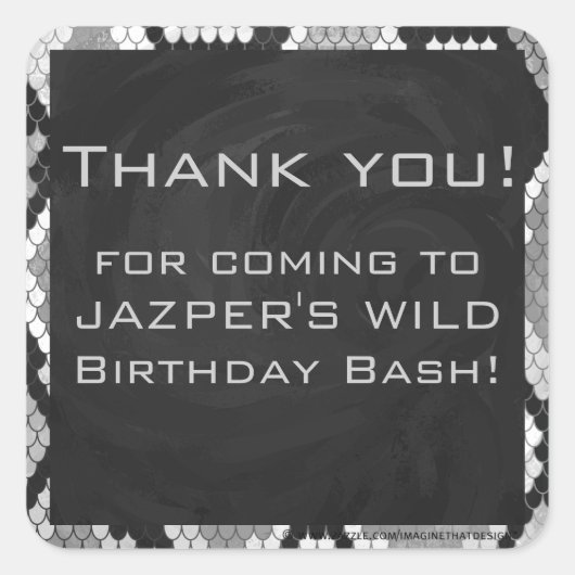 Sticker Carré Snakeskin Gris, blanc et noir Monogramme (Devant)