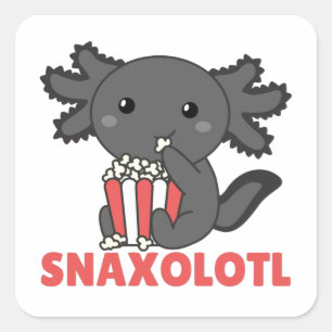 Sticker Carré Snaxolotl Axolotl Amateurs de doux animaux Popcorn