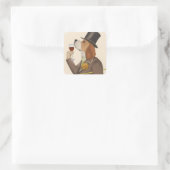 Sticker Carré Snob de vin beagle (Sac)