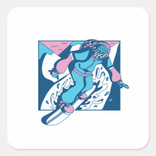 Sticker Carré Snowboard Cadeau Snowboard