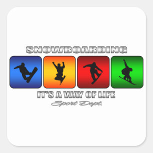 Sticker Carré Snowboard cool C'Est Un Mode De Vie
